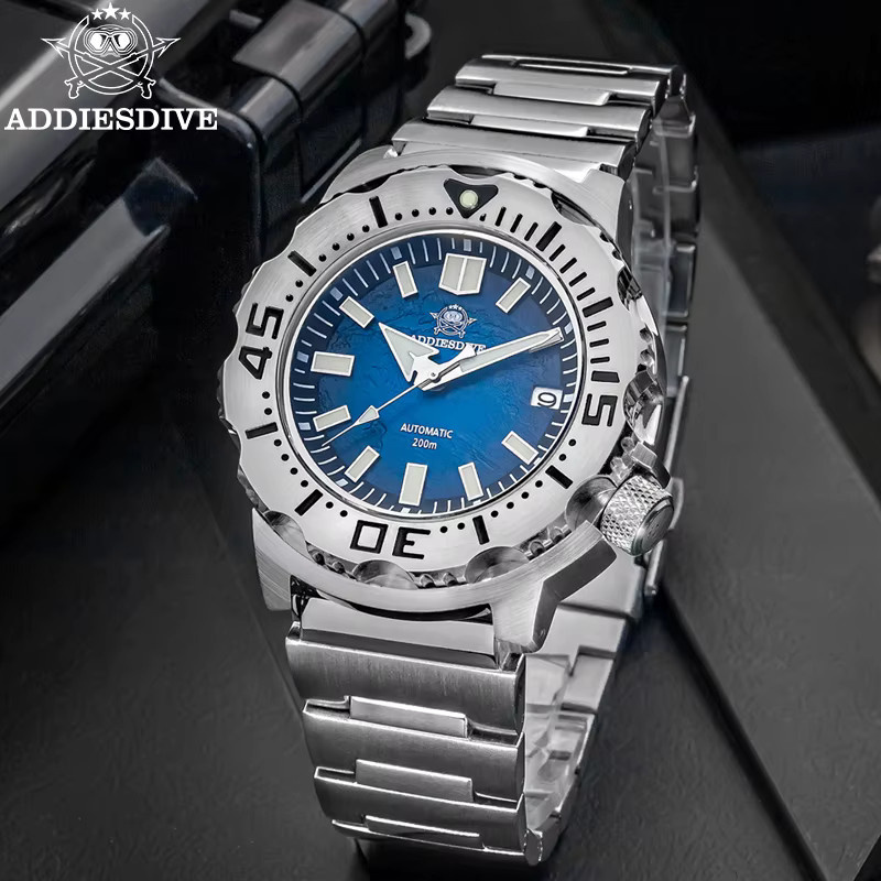 Addiesdive Armbanduhr, Automatik, Edelstahl, blaues Zifferblatt, 42 mm, Herren - Bild 5