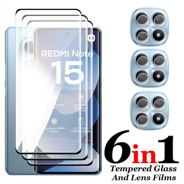 Xiaomi Schutzfolie aus gehärtetem Glas mit 3D-Wölbung und Objektivschutz für Redmi Note 15 4G und 5G, transparent - Bild 1