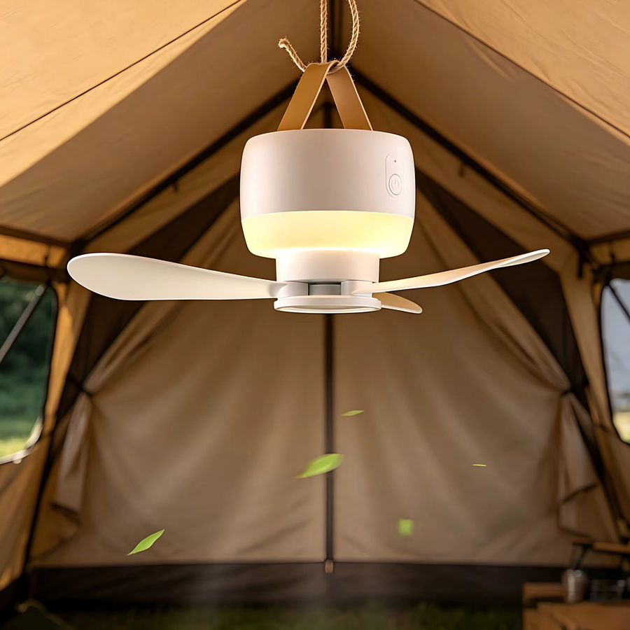 TENGKESi Outdoor-Camping-Deckenventilator mit Fernbedienung und Beleuchtung, USB, tragbar, Farbe: Weiß - Bild 5