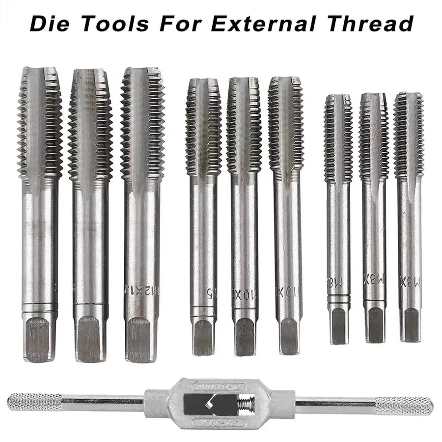 PINTUDY 32-teiliges Metrisches Gewindeschneider-Set in Silber für M3 bis M12 zur Reparatur von Muttern, Bolzen und Schrauben - Bild 3