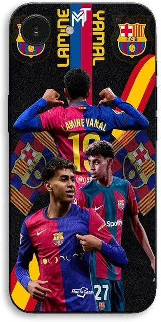 MANIACASE iPhone 17e Hülle mit Lamine Yamal FC Barcelona Wallpaper in Schwarz und Multicolour - Bild 1