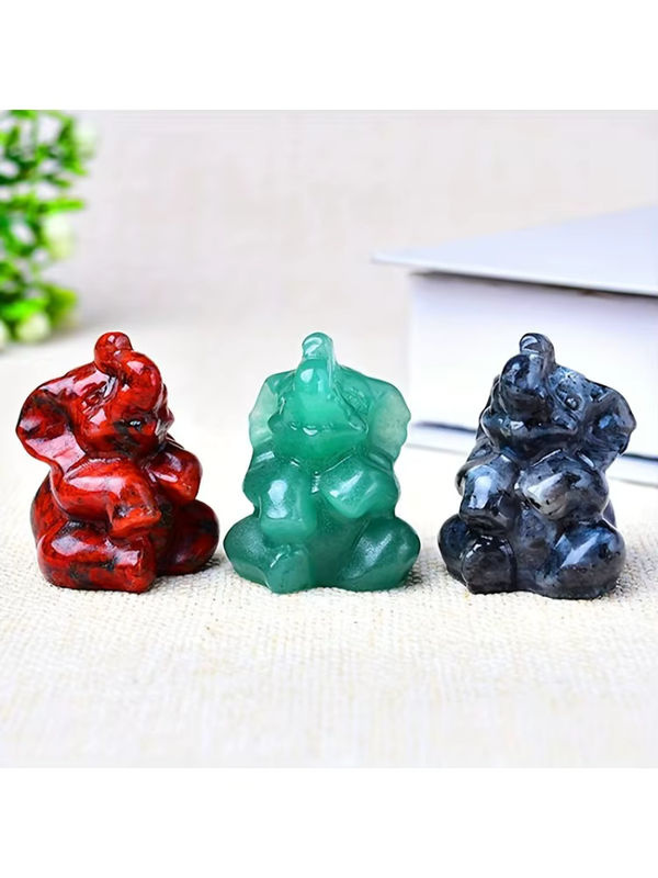 Natürlicher Labradorit Elefant als grüner Kristall-Worry-Stone für Meditation und Schmuckherstellung, Größe: 3,5 cm - Bild 3