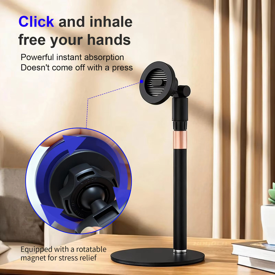 Magnetischer Desktop-Telefonständer von xnyocn in Schwarz mit 360 Grad Drehung und Höhenverstellung inklusive Bildschirmreinigungstuch - Bild 2