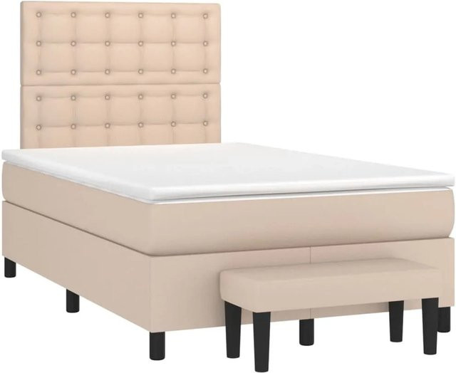 vidaXL Boxspringbett Hybrid in Cappuccino-Braun mit Taschenfederkern und Kunstleder, B/T: 120 x 200 cm - Bild 1