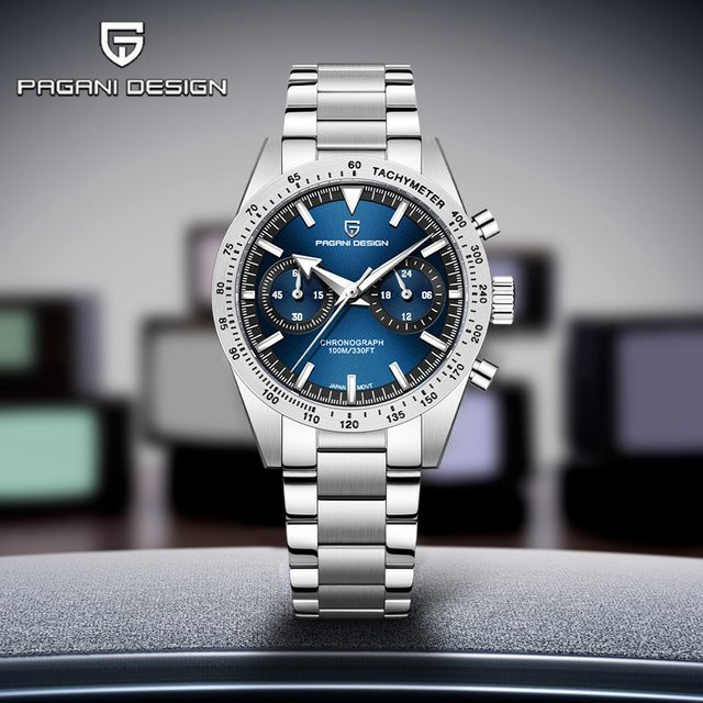 Pagani Design Chronograph, Quarz, Edelstahl, Blau, Herren - Bild 1