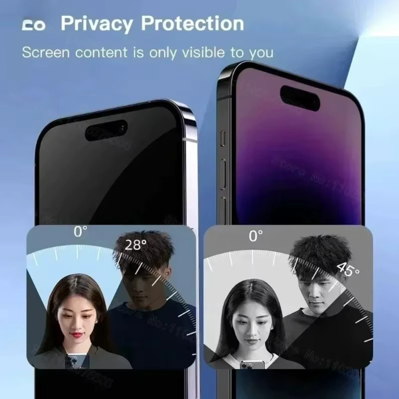 2er-Pack Anti-Spionage Displayschutz aus gehärtetem Glas für iPhone 17 16 15 14 13 12 11 Pro Max Plus, transparent - Bild 2