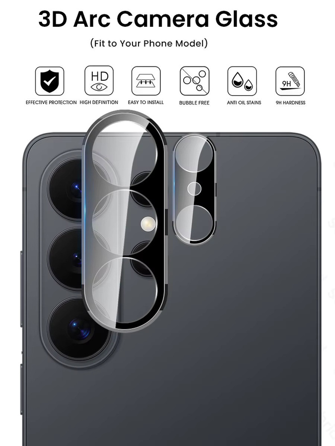 Samsung 3-teiliges 3D-Objektivglas für Samsung Galaxy S26 Ultra in Schwarz als Rückkamera-Schutzfolie - Bild 4