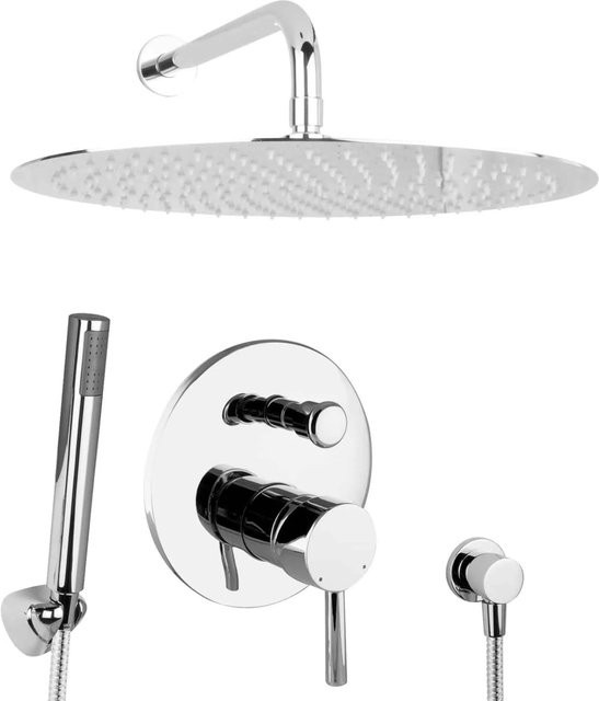 PaulGurkes Unterputz Duschsystem in Chrom mit runder Regendusche und Handbrause - Bild 1