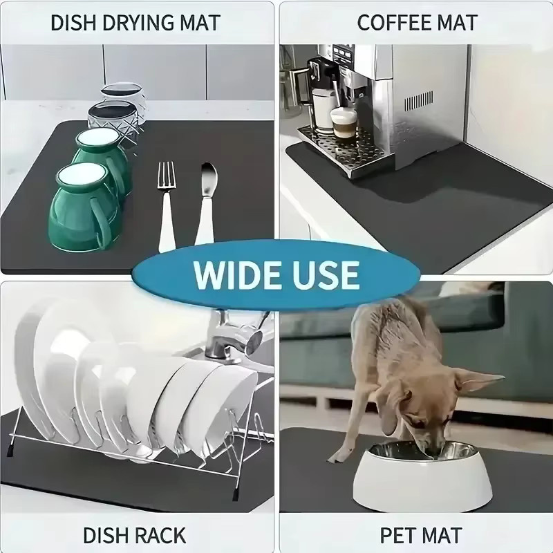 VIKAMA Saugfähige Matte für Kaffeemaschinen in Grau, wasser- und ölabsorbierend als Abtropffläche für die Küche - Bild 3