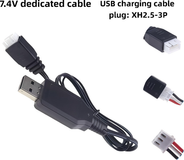 Z-SEN 2S 7,4 V Lithium-Batterie mit USB-Ladekabel in Schwarz für Spielzeug-Fernbedienungen und Flugzeuge - Bild 1