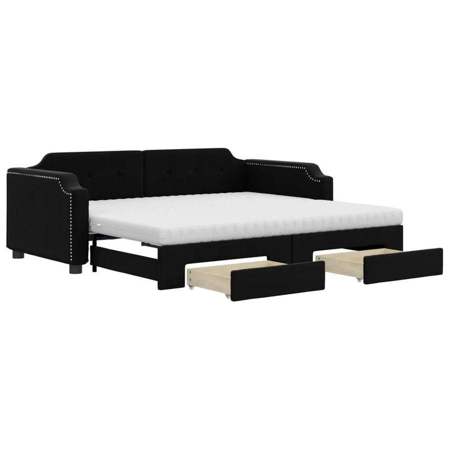 vidaXL Tagesbett ausziehbar mit Schubladen in Schwarz, B/T/H: 200 x 80 x 66,5 cm - Bild 2