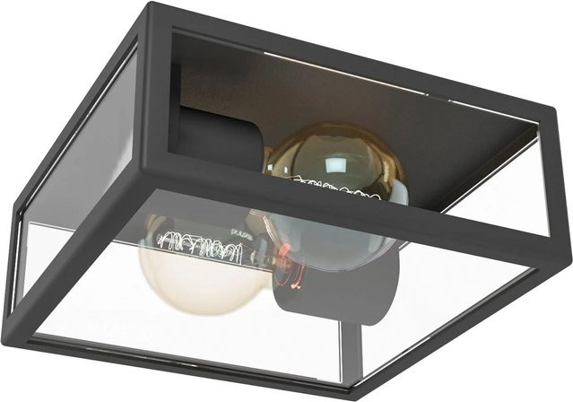 Eglo Außenleuchte Alamonte Wandlampe aus verzinktem Stahl und Glas in Schwarz mit E27 Fassung, Höhe: 29,0 cm, Breite: 12,0 cm, Tiefe: 1,0 cm - Bild 1