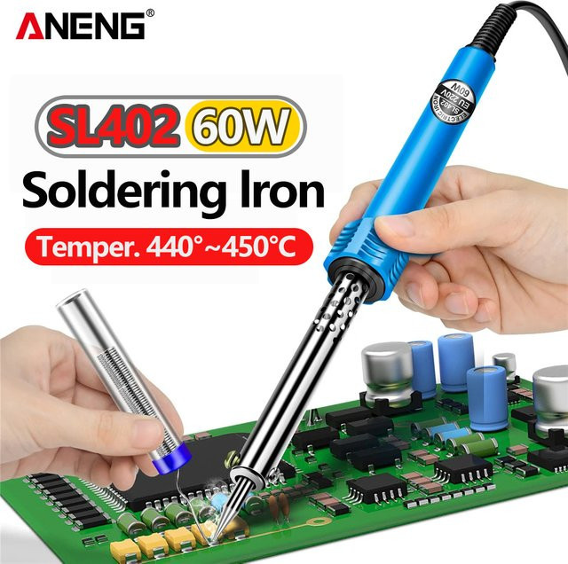 ANENG SL402 Elektrischer Lötkolben in Blau mit 60W Leistung und bis zu 450 °C Temperatur für Reparaturarbeiten - Bild 1