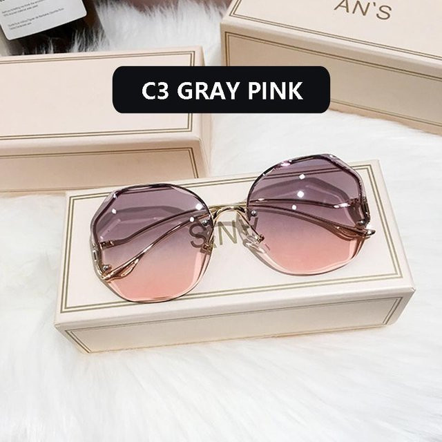 Aloisia Sonnenbrille, randlos, hexagonal, Metall, rosa, grau, Damen - Bild 1