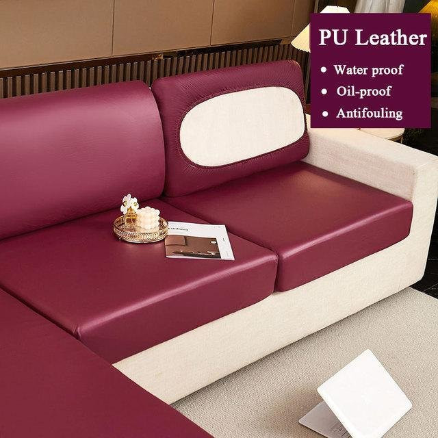 Yiran Furniture Elastischer Sofasitzkissenbezug aus PU-Leder, Wasserdichter und Rutschfester Couchbezug als Möbelschutz, Größe L - Bild 1