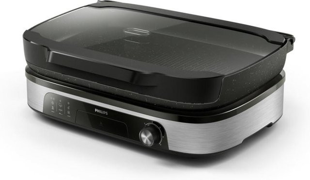 Philips HD6212/90 Elektrogrill in Schwarz mit Edelstahl- und Glaselementen - Bild 2
