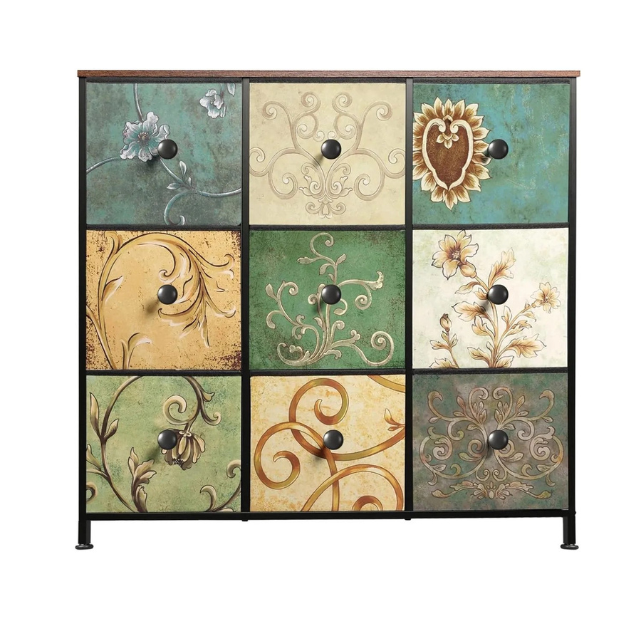 PXloue Kommode mit 9 Schubladen aus Stoff und stabilem Stahlrahmen, Mehrfarbig, B/T/H: 86 x 30 x 100 cm - Bild 2
