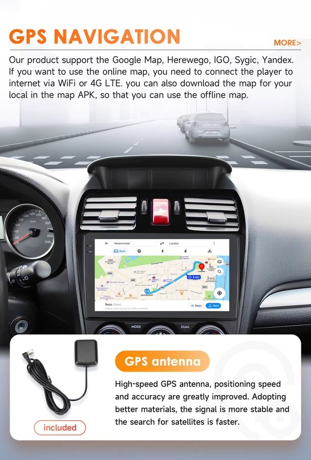 Hizpo Android Autoradio mit CarPlay und GPS für Subaru Forester MK4, Impreza, XV und Crosstrek 2013-2019, Multimedia Player mit 4G in Schwarz - Bild 3