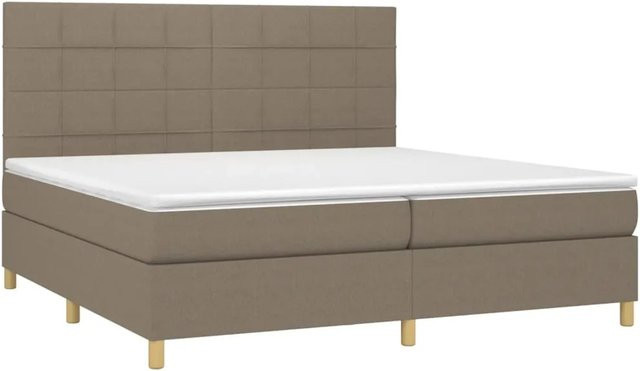vidaXL Boxspringbett Hybrid mit Matratze und LED-Beleuchtung in Taupe, B/T/H: 200 x 200 x 128 cm - Bild 1