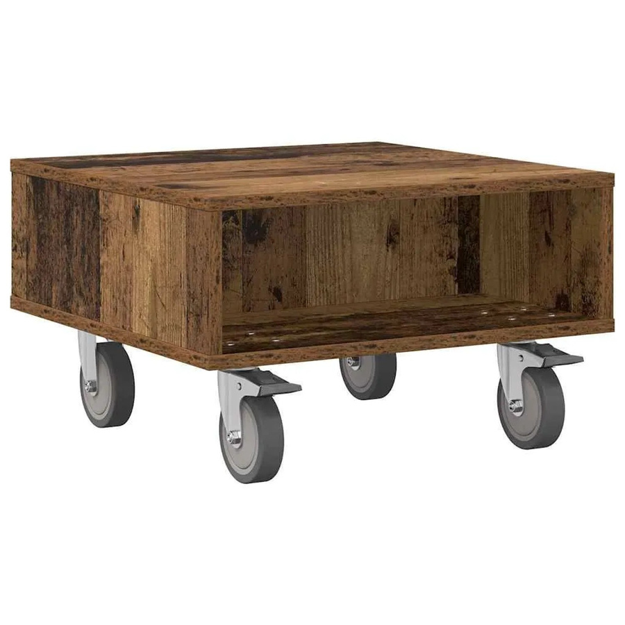vidaXL Beistelltisch aus Altholz in Braun mit Rollen, B/T/H: 50 x 50 x 30 cm - Bild 2