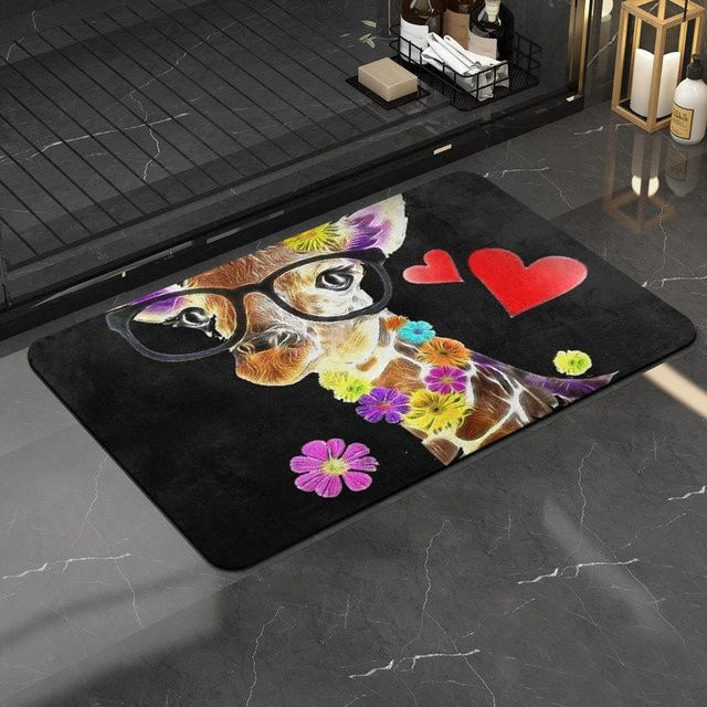 Rutschfeste Tier Bodenmatte aus Polyester für Schlafzimmer, Küche oder Eingangsbereich, Schwarz, B/T: 80 x 50 cm - Bild 1