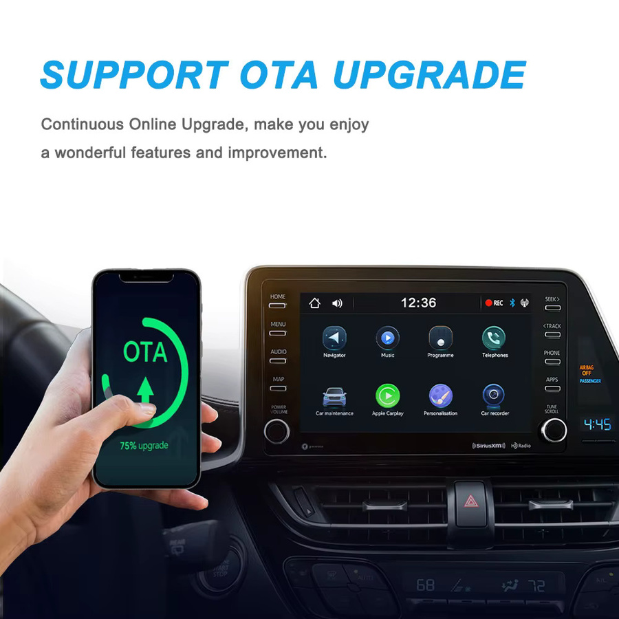 XUDA 2-in-1 CarPlay und Android Auto Adapter, kabelloser Konverter mit 5 GHz WLAN, Plug-and-Play Smart Box, Schwarz - Bild 4