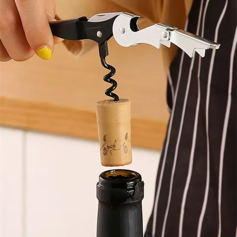 WIKHOSTAR 3er Set Tragbarer Korkenzieher aus Edelstahl als Multifunktions Flaschenöffner für Wein und Bier - Bild 2