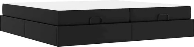 vidaXL Bettgestell mit Matratze in Schwarz aus Kunstleder, B/T/H: 200 x 100 x 203 cm - Bild 1