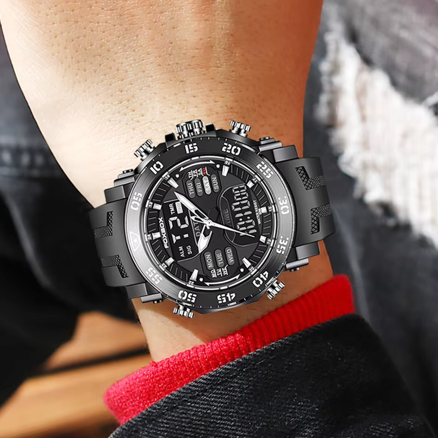 LIGE Armbanduhr, Digitaluhr, Quarz, Gold, Silikon, Herren - Bild 4