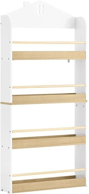 SoBuy Kinderregal Wandregal im Montessori-Stil mit 4 Ablagen, Weiß-Natur, B/H/T: 60 x 130,5 x 15 cm - Bild 1