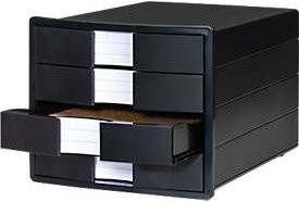 HAN Schubladenbox Impuls 2.0 Dokumentenbox mit 4 Schubladen, Format A4, stapelbar, Schwarz - Bild 1