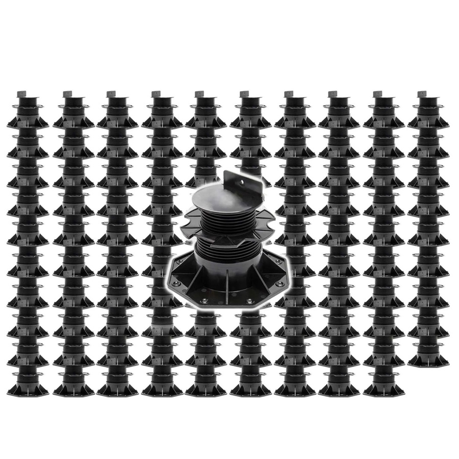 Xpotool Set 100 Stück Stelzlager für Terrassen in Schwarz, höhenverstellbare Stellfüße für 2700 kg, Durchmesser 60-138 mm - Bild 2