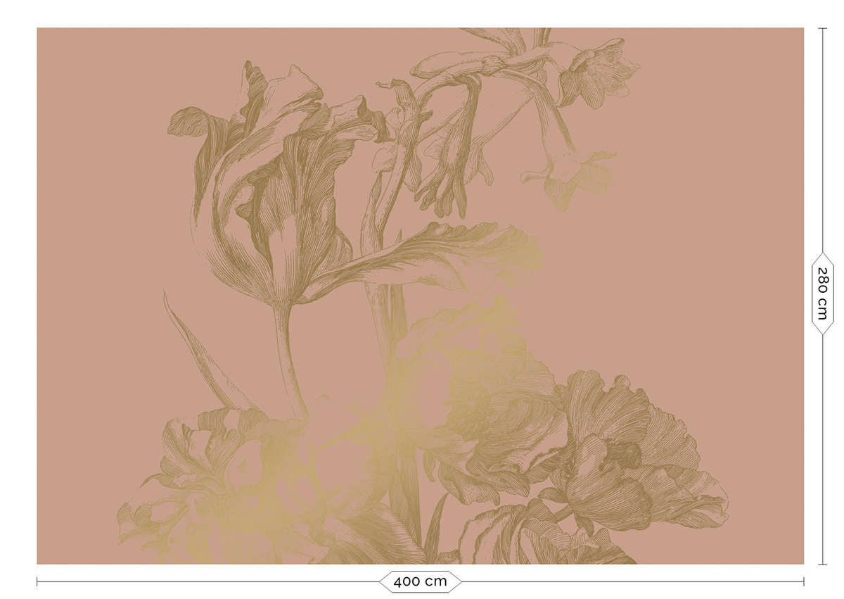 KEK Amsterdam Mural Engraved Flowers Wandbild in Gold XL - Bild 2