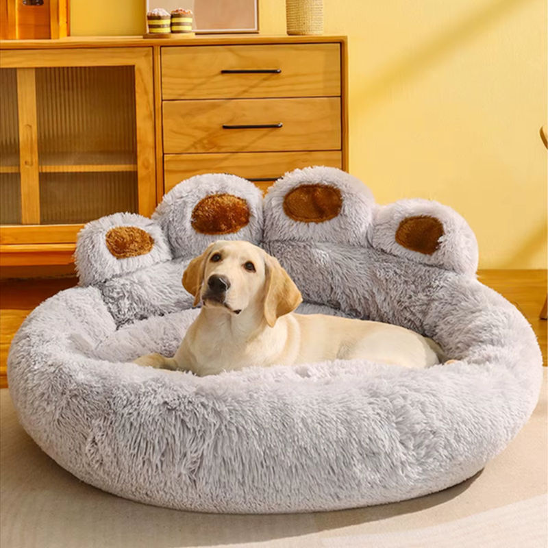 BeiYu Pet Flauschiges Hundebett aus Mikrofaser in Braun, Warmes Sofakörbchen für Hunde und Katzen - Bild 2