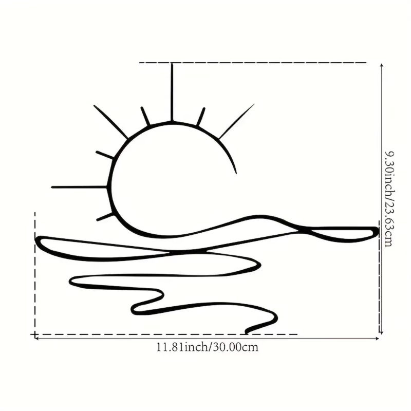 HELLOYOUNG Sunrise & Art Chic Wanddekoration aus Metall in Schwarz, minimalistische Eisen Wandkunst für moderne Ästhetik - Bild 2