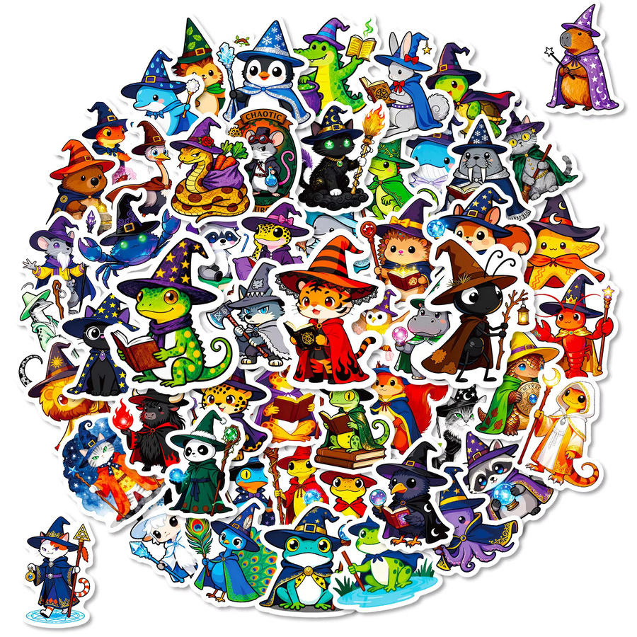 Cartoon Tier Zauberer Doodle Aufkleber Set in Multicolour für DIY und Schreibwaren - Bild 2