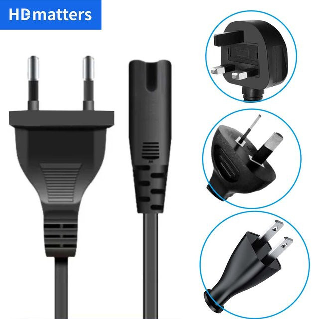 HDmatters Netzkabel IEC-320-C7 Figur-8-Stromkabel in Schwarz für PS4 PS5 Xbox Series X/S TV und Kamera - Bild 1