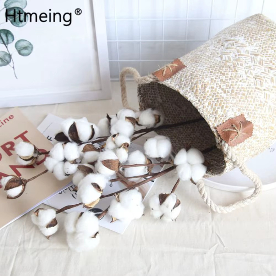 Weißer Baumwoll-Blumenzweig aus Textil für deine Tischdekoration und Garten-Gestaltung - Bild 2