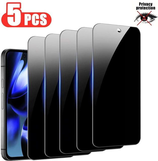 5 Stück Anti-Spionage Panzerglas Blickschutzfolie für Samsung Galaxy A55 A56 A57 A34 A35 A36 A37 A17 A22 4G sowie Redmi 14C 13C 12C Note 13 12 und iPhone 17 16 15 in Schwarz und Transparent - Bild 1