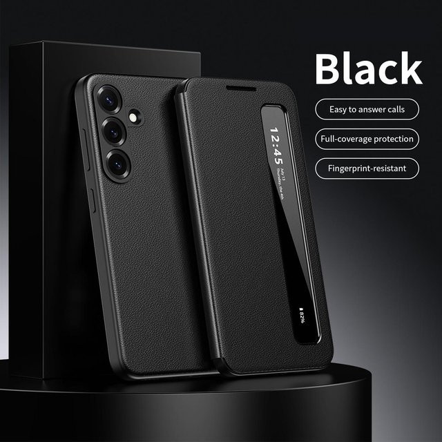 Smart View Window Flip Case für Samsung Galaxy A17 in Schwarz mit Schlaf- und Anrufannahmefunktion über App - Bild 1