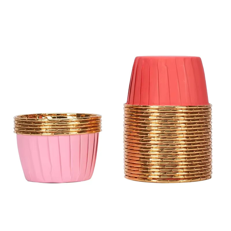 50 Stück Goldene Muffin Cupcake Papierförmchen Öldicht aus Papier für Backen und Partys - Bild 4