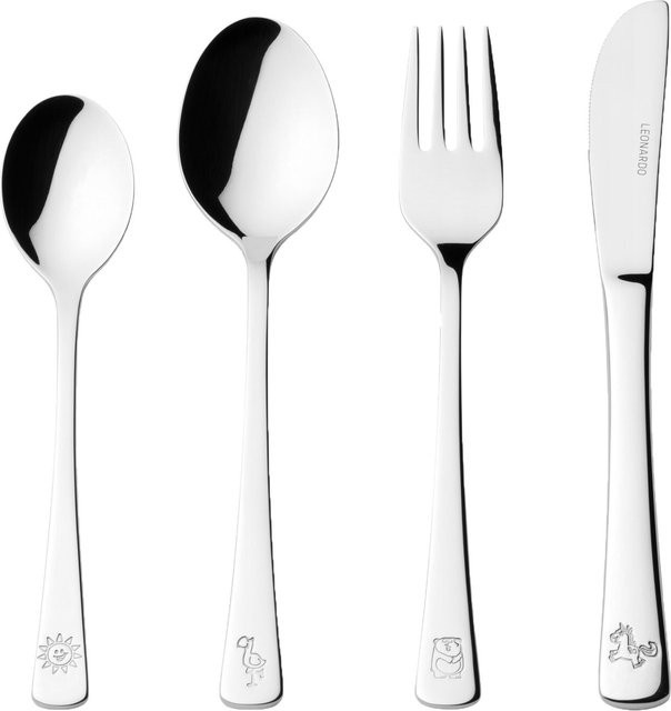 Leonardo Kinderbesteck Bambini 4-teilig aus poliertem Edelstahl in Silber - Bild 1