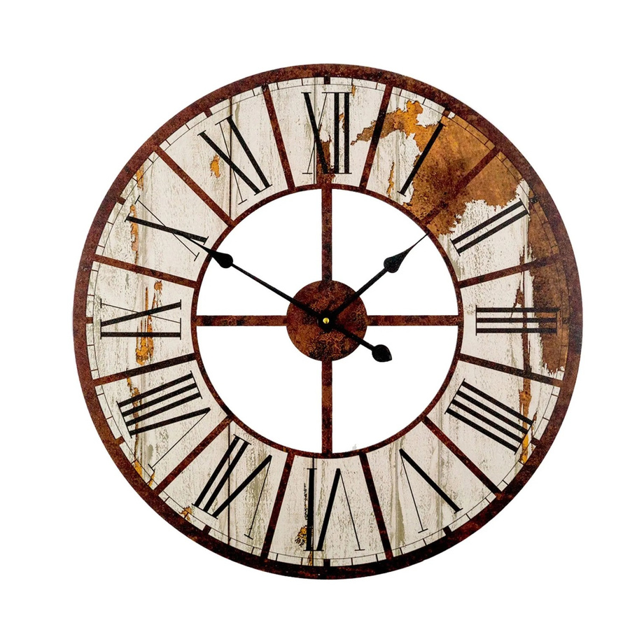 Wall-Art Wanduhr im Shabby Stil, rund, analog, Braun, Durchmesser: 50 cm - Bild 2
