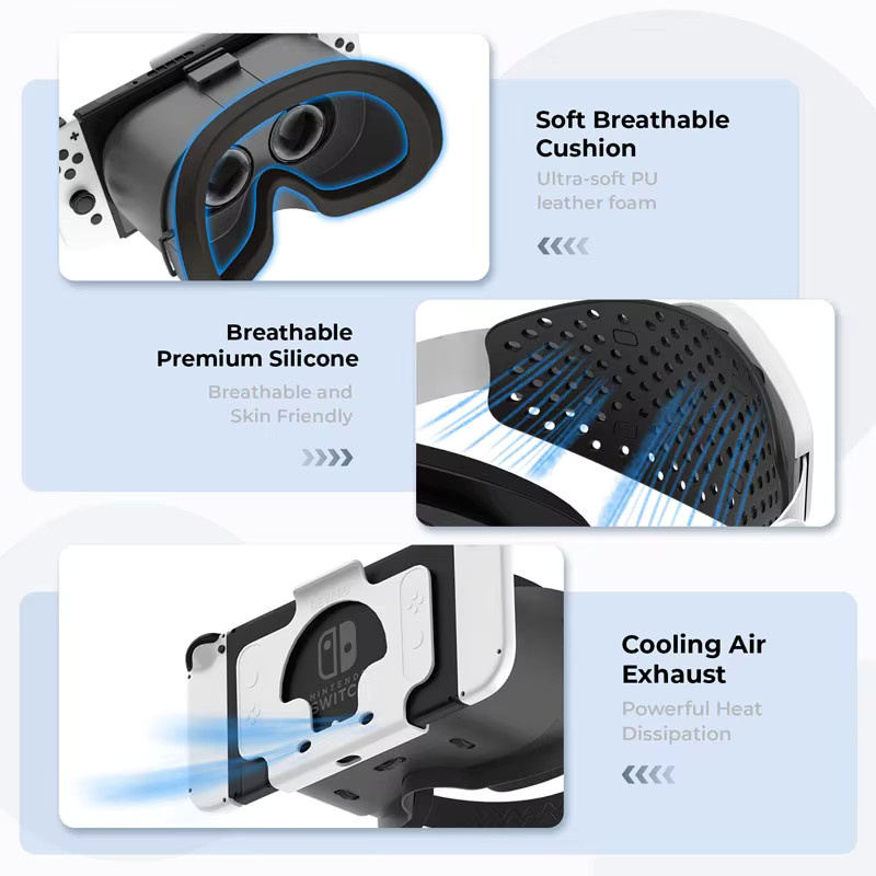 DEVASO 3D HD VR-Brille Upgrade 3.0 als Zubehör für Nintendo Switch und Nintendo Switch OLED mit verstellbarem Kopfband - Bild 5