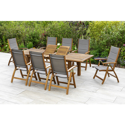 Merxx Acapulco Gartenmöbelset aus Akazienholz und Textil in Grau mit ausziehbarem Tisch für 8 Sitzplätze - Bild 2