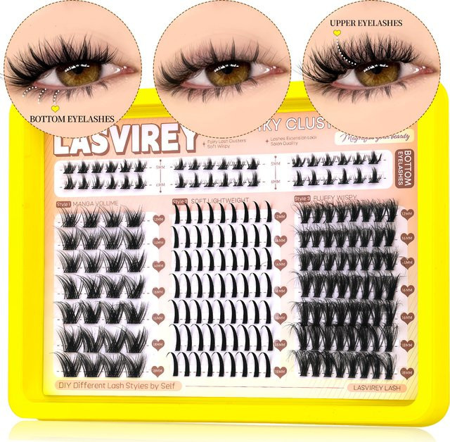Lasvirey Wimpern-Cluster-Set, 4-in-1, Black, Unisex - Bild 1