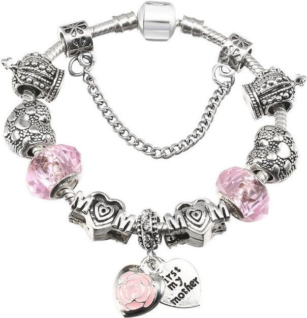 POMOiii Charm-Armband, Messing, Emaille-Mäuse-Perlen, Kinder, 19cm, grau - Bild 1