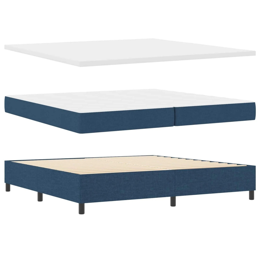 vidaXL Boxspringbett mit Matratze und LED-Unterbettbeleuchtung in Blau, Stoff, B/T: 200 x 200 cm - Bild 2