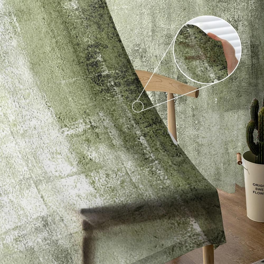 Yiran Furniture Transparentes Tüll-Vorhang Set mit abstraktem Ölgemälde-Design in Grün, Breite: 135 cm, Höhe: 274 cm - Bild 2