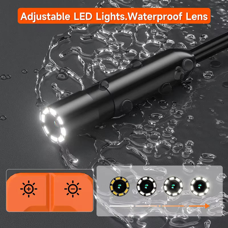ILIHOME Industrie Endoskop mit 4,3 Zoll IPS Bildschirm, HD1080P USB Kamera, 8mm Durchmesser, 2-100m Arbeitsbereich, Wasserdicht mit 8 LEDs, Schwarz - Bild 4